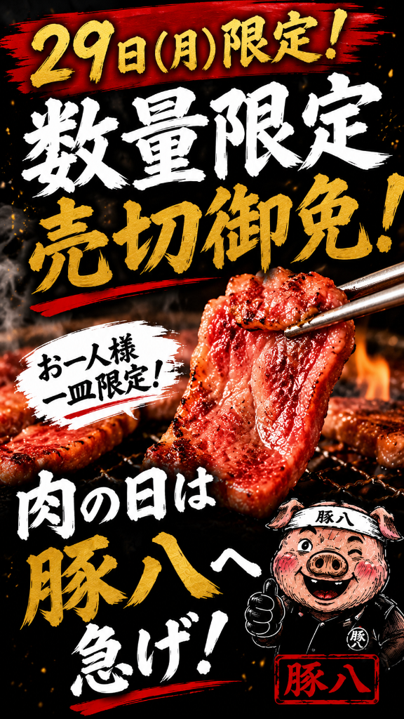 6月29日(月)限定。 数量限定、売切御免